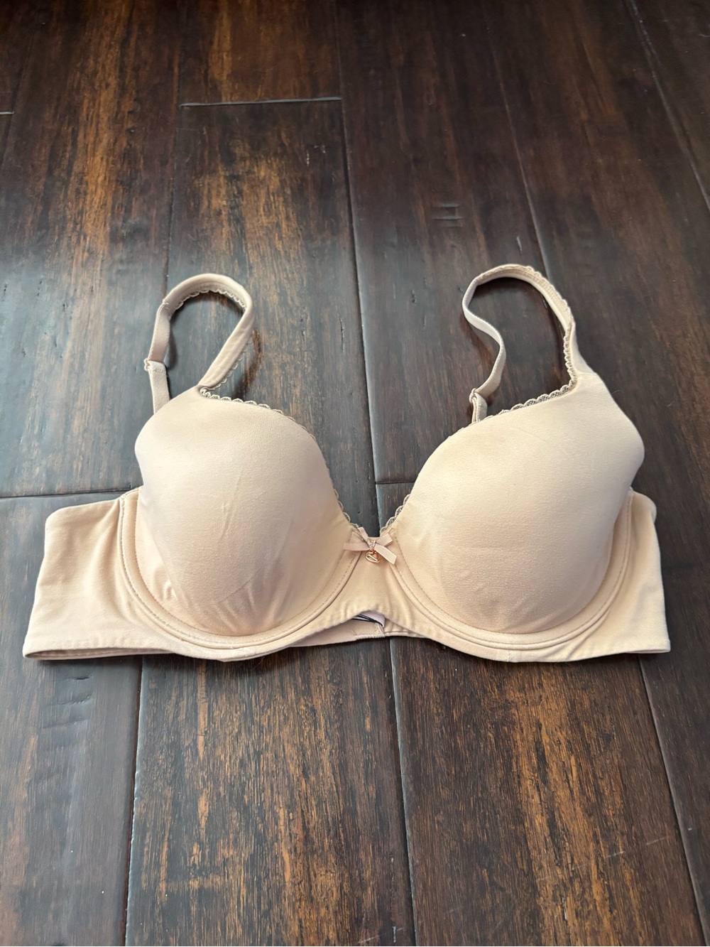 Victorias Secret Body by Victoria Lined Demi Bra Tan Nude Lace Trim 34C